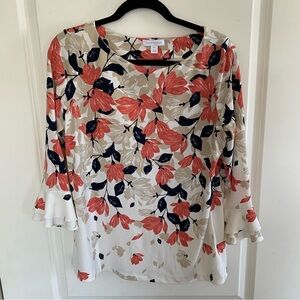 Charter Club Floral Bell Sleeve Top